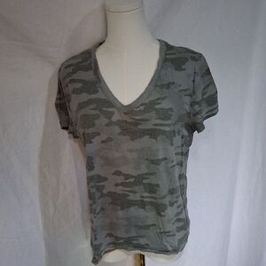 Gray and Green Camouflage Short Sleeve T-Shirt